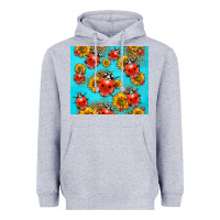 Heather Grey Western Sunflowers Ladybug Heavyweight Hoodie - LillyAllenDesigns