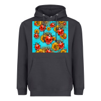 Smoke Western Sunflowers Ladybug Heavyweight Hoodie - LillyAllenDesigns