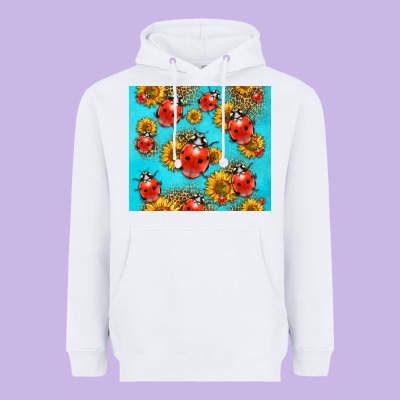 Western Sunflowers Ladybug Heavyweight Hoodie Designed By Lillyallendesigns