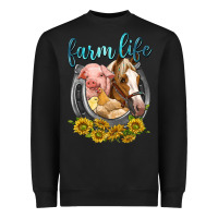 Black chicken pig horse farm life Heavyweight Sweatshirt - texasbilliewilder
