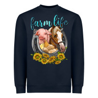 Navy chicken pig horse farm life Heavyweight Sweatshirt - texasbilliewilder