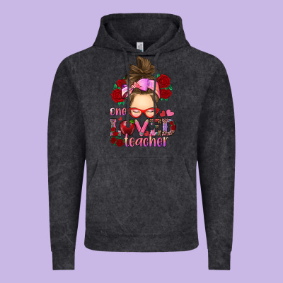 Vintage Hoodie one loved teacher messy bun