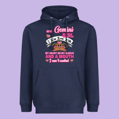 As A Gemini Girl I Was Born With My Heart On My Sleeve And A Mouth Heavyweight Hoodie Designed By Jasminsmagicworld