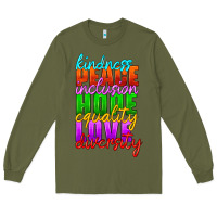 Army Green kindness peace inclusion hope equality love diversity Long Sleeve Tee - HRA Design Shop