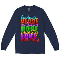 Navy kindness peace inclusion hope equality love diversity Long Sleeve Tee - HRA Design Shop