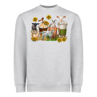Heather Grey coffee cups goats Heavyweight Sweatshirt - texasbilliewilder