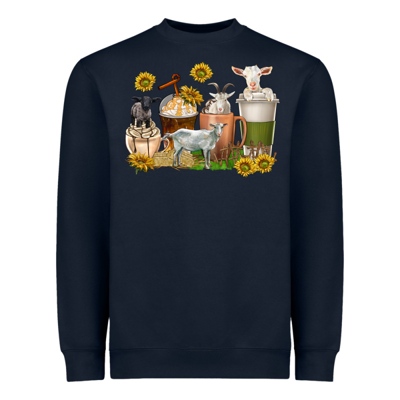 Coffee Cups Goats Heavyweight Sweatshirt by texasbilliewilder | Teevron