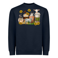 Navy coffee cups goats Heavyweight Sweatshirt - texasbilliewilder