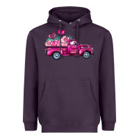 Plum valentine's day pink truck Heavyweight Hoodie - BarkalooDesign