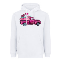 White valentine's day pink truck Heavyweight Hoodie - BarkalooDesign
