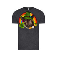 Vintage Black st patricks day baby cow shamrock rainbow gold Vintage Tee - RanaPortraitStore
