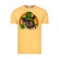 Vintage Mustard st patricks day baby cow shamrock rainbow gold Vintage Tee - RanaPortraitStore
