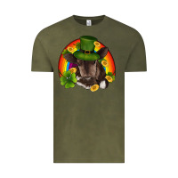 Vintage Olive st patricks day baby cow shamrock rainbow gold Vintage Tee - RanaPortraitStore