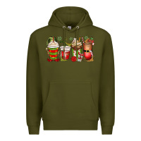 Army Green elf coffee cups Premium Hoodie - MaliasSmallBusiness