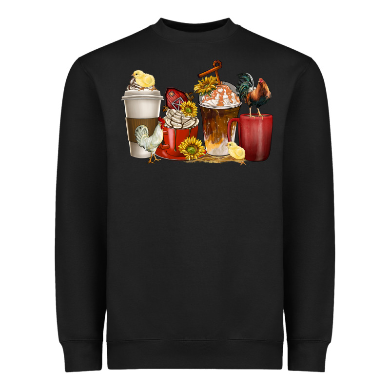 Coffee Cups Rooster Heavyweight Sweatshirt by texasbilliewilder | Teevron