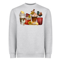 Heather Grey coffee cups rooster Heavyweight Sweatshirt - texasbilliewilder