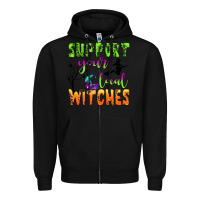 Black support your local witches Zipper Hoodie - BundleAndBundleShop