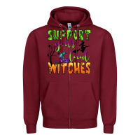Burgundy support your local witches Zipper Hoodie - BundleAndBundleShop