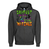 Charcoal Heather support your local witches Zipper Hoodie - BundleAndBundleShop