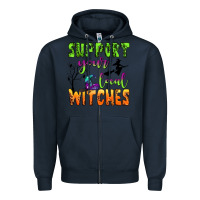 Navy support your local witches Zipper Hoodie - BundleAndBundleShop