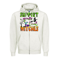 Oatmeal Heather support your local witches Zipper Hoodie - BundleAndBundleShop