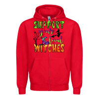 Red support your local witches Zipper Hoodie - BundleAndBundleShop