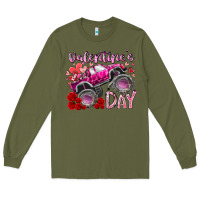 Army Green valentines day monster truck Long Sleeve Tee - RacoonDesign
