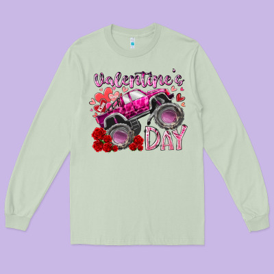 Valentines Day Monster Truck Long Sleeve Tee Designed By Racoondesign