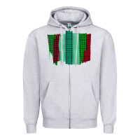 Heather Grey Green Red Western Farm Life Brush Stroke Zipper Hoodie - Bettercallsaul