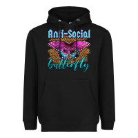 Black Western Anti-Social Butterfly Heavyweight Hoodie - LillyAllenDesigns