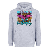 Heather Grey Western Anti-Social Butterfly Heavyweight Hoodie - LillyAllenDesigns