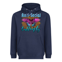 Navy Western Anti-Social Butterfly Heavyweight Hoodie - LillyAllenDesigns