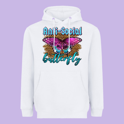 Western Anti-social Butterfly Heavyweight Hoodie Designed By Lillyallendesigns