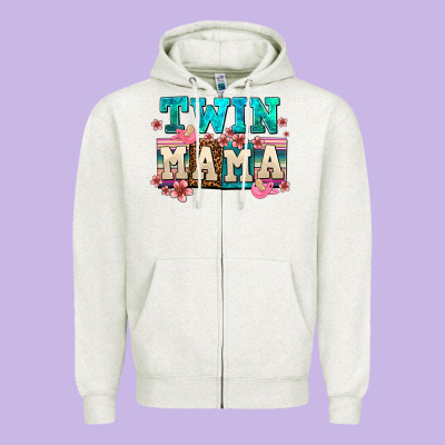 Twin Mama Zipper Hoodie Designed By Adodesignshop