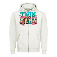 Oatmeal Heather twin mama Zipper Hoodie - AdoDesignShop