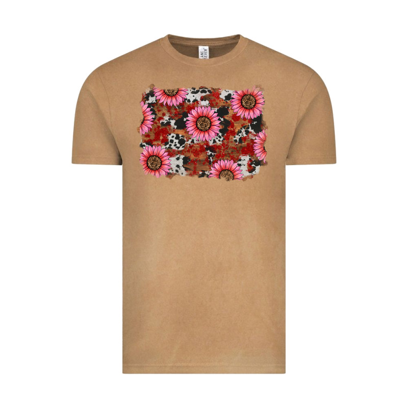 Valentine's Day Sunflowers Leopard Cowhide Background Vintage Tee by RanaPortraitStore | Teevron