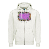 Oatmeal Heather Old Leopard Purple Glitter Frame Zipper Hoodie - Bettercallsaul