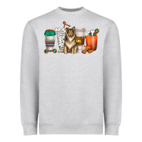 Heather Grey collie dog coffee cups Heavyweight Sweatshirt - texasbilliewilder
