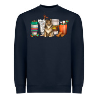 Navy collie dog coffee cups Heavyweight Sweatshirt - texasbilliewilder