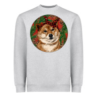 Heather Grey Shiba Inu Christmas Heavyweight Sweatshirt - RanaPortraitStore