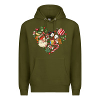 Army Green christmas heart Premium Hoodie - MaliasSmallBusiness