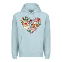 Blue Mist christmas heart Premium Hoodie - MaliasSmallBusiness
