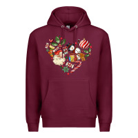 Burgundy christmas heart Premium Hoodie - MaliasSmallBusiness
