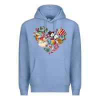 Colony Blue christmas heart Premium Hoodie - MaliasSmallBusiness