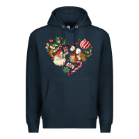 Navy christmas heart Premium Hoodie - MaliasSmallBusiness