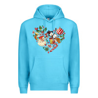 Ocean Blue christmas heart Premium Hoodie - MaliasSmallBusiness