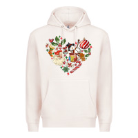 Pale Pink christmas heart Premium Hoodie - MaliasSmallBusiness