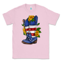 Bubblegum Pink american cowboy boot with sunflower Classic Tee - HRA Design Shop