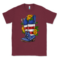 Burgundy american cowboy boot with sunflower Classic Tee - HRA Design Shop