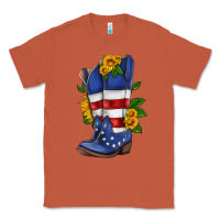 Copper american cowboy boot with sunflower Classic Tee - HRA Design Shop